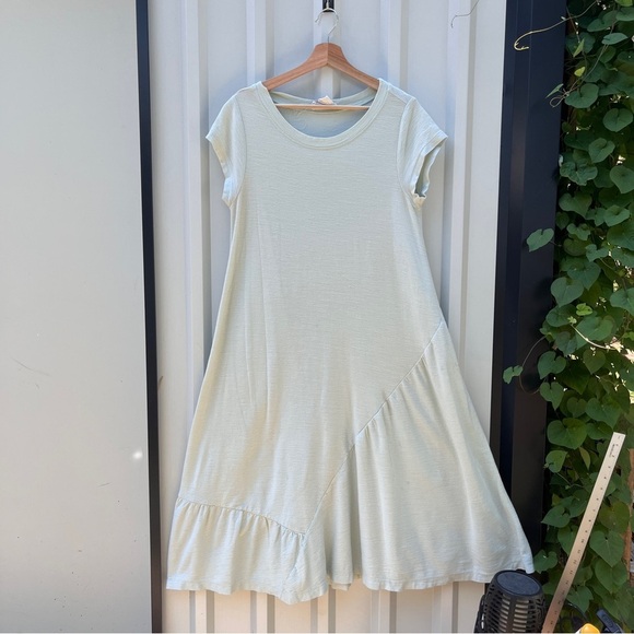 Free People Beach Lena Midi Dress Green Short Sleeve Cotton Womens Small S - Picture 2 of 11